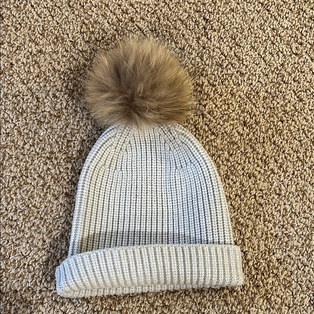 Cozy Knit Beanie with Faux Fur Pom